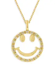 Bloomingdale's Fine Collection Diamond Smiley Face Pendant Necklace in 14K Yellow Gold, 0.10 ct. t. w.