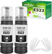 522 Ink Refill Bottles Replacement for Epson 522 Ink Refill Bottles for Epson Ecotank ET-2800 ET-4800 ET-2400 ET-2803 ET-2720 ET-4810 ET-4700 ET-2840 Inkjet Printer Ink, 2 Bottles Black