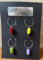 Set of 4 Handmade Wine Glass Charms by De'Ki Barrel Shape