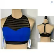 NWT WYLDR Sports Bra Strappy Open Back Stretch Royal Blue Size XS