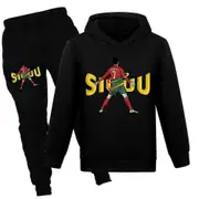 2 PCS Cristiano Ronaldo Hoodie World Cup No.7 Christmas Gifts Soccer Star Hoodie and Black Pant Set Girls Boys Hooded Sweatshirt Pullover Tops Kids...