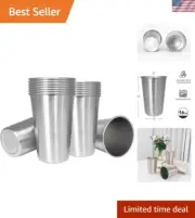 16oz Stainless Steel Pint Cups Set of 16 Unbreakable Tumbler Travel Camping O...