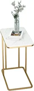 Exquisite Bedside Cabinets Marble Coffee Table, Rectangle Smooth Waterproof Coffee Table Office Hotel Meeting Room Sofa Table Metal Display Desk Side Desk (Color : D, Size : 50 * 30 * 58CM)