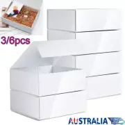 Large White Magnetic Closure Lid Hard Gift Box Wrapping Hamper Packaging Boxes ~