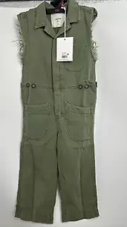 ONE TEASPOON Girl's Green Safari Camp Overalls Size 8-9 $219 NWT
