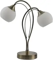 Lexi Lighting Malini Table Lamp， Unique Modern Design with Antique Brass Steel Base, Opal Glass Ball Shade， Includes 2x3.3W G9 LED Bulbs, Perfect for Bedside, Living Room Ambience, Home Interior Décor