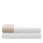 Ralph Lauren Organic Cotton Sateen Border Flat Sheet - Twin - White / Tan trim