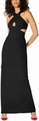 Aidan by Aidan Mattox Women's Scuba Cut-Out Evening Dress Black Size 6 $195