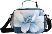 Blue Flower Closeup Insulated Lunch Box for Women Men - Ideal for Work, Picnics - Includes Adjustable Shoulder Strap