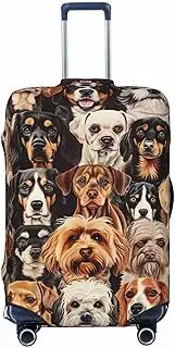 [CADREWY] Dogs pattern Print Travel Suitcase Cover Luggage Protector with Elastic Anti Scratch for Carry On, Black, Medium