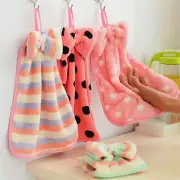 Hand Towel Soft Plush Hanging Wipe Bathing Towels Bath Kit Soft Coralline Towel