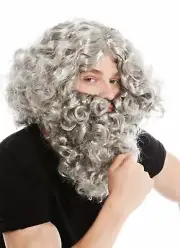 Wig Beard Full Beard Set Grey Hermit Prophet Moses Wizard Magician