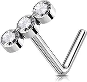 [Melighting] MeIighting Titanium G23 Nose Stud 20G Star Nose Ring L-Shaped Nose Piercing Jewelry Nose Piercing 7 mm Nostril Piercing for Women, 20G7mm, Titanium, cubic zirconia