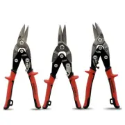 3 Pack Aviation Tin Snips Set, 10 Inch Straight, Left and Right Cut Offset Av...