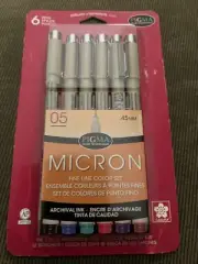 Sakura Pigma Micron Fineliner Brush Pens 05 Colors .45 Mm