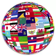 Flag Globe World - Circle Sticker Decal 3 Inch - International Travel Planet