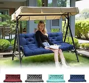 2-3 Seater Thick Garden Bench Cushion, Waterproof Patio Swing Cushion with Backrest, Outdoor Sun Lounger Sofa Swing Hammock Porch Pad Mat with Ties Straps for Canopy Furniture, (Blue,152x102cm)