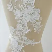 Fabric Embroidered Lace Appliques Trims Collar Mesh Sew on Patches Wedding Dress