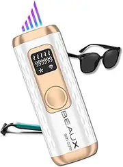 BEAUX IPL Hair Removal Device with Quartz Laser, Active ICE Skin Cooling, 5 Professional Distance Settings, Women and Men, Bikini Area, Face, Armpit (White)
