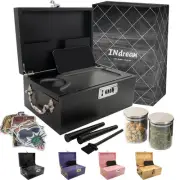 Large Black Box with Combination Lock, Decorative Storage Box with Detachable...