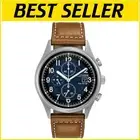 Men's Eco-Drive Chronograph with Silver-Tone Case & Navy-Black Dial - Japan Made