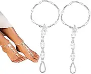 [HYRKOTW] Anklet for Women, Anklet for Women, Rhinestones, Dainty Layered, Waterproof Anklet for Women, Adjustable, Anklet Set Rope Link Beach Anklet for Women