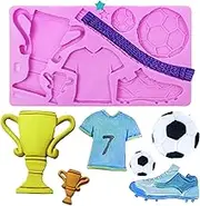 Football Theme Fondant Molds, Large Soccer Shoes Silicone Mold, Jersey Trophy Chocolate Mold for Cake Decoration Cupcake Topper Candy Sugar Craft Gum Paste Clay Resin