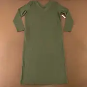 Amazon Essentials Women's Small Green Long Sleeve V Neck Casual Maxi Dress NWT