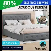 ALFORDSON Bed Frame Queen Double King Single Gas Lift Storage Base Fabric DIANA