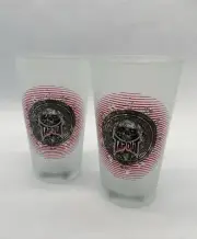 Set Of 2 UFC Tapout Skull Frosted Highball Drinking Beverage Glasses 12 Oz.