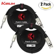 2-PACK Kirlin 25FT XLR Female to 1/4" Mono Plug Patch Cable MP-482 PR-25/BK