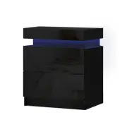 Bedside Table LED 2 Drawers Lift-up Storage COLEY Black Artiss