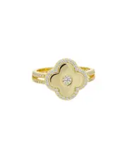Meshmerise 18K Over Silver CZ Black Onyx Ring