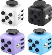 Pack of 4 Anti-Stress Cube Toy Fidget Toy Cube Anti-Stress Cube Anti-Stress Cube with 6 Sides Function for Children and Adults Stress Relief for Nervousness