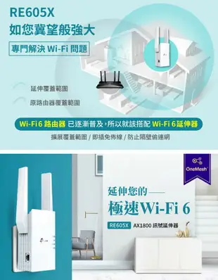 TP-LINK RE605X 雙頻 雙天線 WiFi6 訊號延伸器 中繼器 強波器