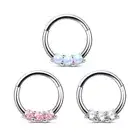 Steel Zircon Hinged Septum Clicker Segment Hoop Opal Nose Ring Ear Body Piercing
