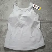 32 Degrees Cool Womens Small Grey Soft Ribbed Fabric with Built-In-Bra Top