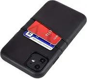 Dockem iPhone 11 Wallet Case: Built-in Metal Plate for Magnetic Mounting & 2 Credit Card Holder Slots (6.1" Exec M2, Synthetic Leather, Black)