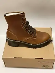 Dr. Martens Leona Platform Combat Boots Butterscotch Brown Leather Women’s Sz 11