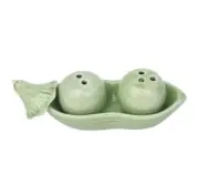 Green 4” Two Peas in a Pod Salt Pepper Shakers Set, Collectible, Great Gift Idea