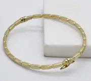 375 9ct Yellow Gold 3mm Bobble Oval Hinged Bangle Solid 9K Brand New 60mm