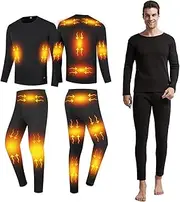 [IMYOGI] Cozy Heating Thermal Underwears, Man Woman Washable Velvet Lining USB Electric Heated Baselayer for Skiing, Cycling