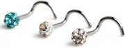 20G 18G Surgical Steel Gem Crystal Bone L-Shaped Screw Nose Bone Studs Ring Pins