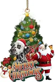 Dog Christmas Ornaments - Dog and Santa Christmas Tree Decorations | 2D Flat Car Hangable Ornament, Decorative Ornament for Animal Lover