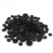 Black Mixed Buttons / Assorted Sizes / Sewing Buttons / Grab Bag / Button Collec