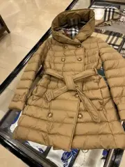 BURBERRY Taupe Brown Belted Down Parka Coat, 90% Down, 10% Goose Feathers, $1650