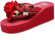 [AOYONGOIT] Women's Yoga Foam Flip Flops with Arch Support Thong Sandals Non-Slip Women's summer handmade flower beach shoes fashion Flip-flop wedge platform cute slippers/1376