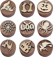 Clay Stamps for Kids - 9pcs Halloween Wood Clay Stamp Tool - Wooden Children's Handmade Plasticine Clay Stamp Set for Clay Crafts Dough