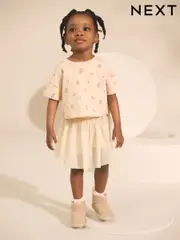 Cream Floral Print Short Sleeve Top and Skirt Set (3mths-7yrs) (AP9484) | $28 - $37