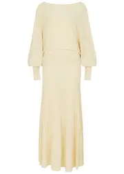 Palmer//harding Hazy Knitted Maxi Dress - Cream - XS (UK6 / XS) XS (UK6 / XS)